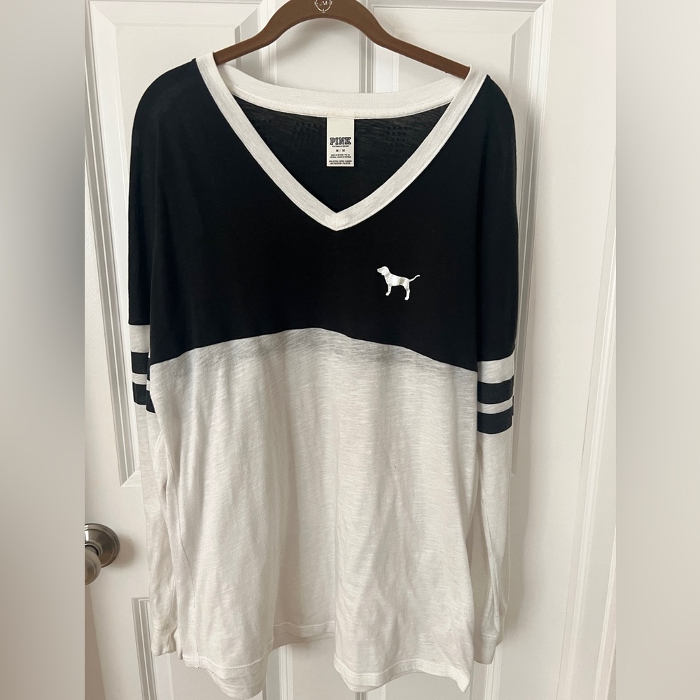 Victoria Secret Pink bling studded logo long sleeve shirt. Size M